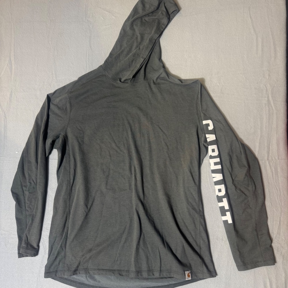 Carhartt Force Mens Relaxed Fit‎ Hooded Long Sleeve T-Shirt Hoodie Gray Large